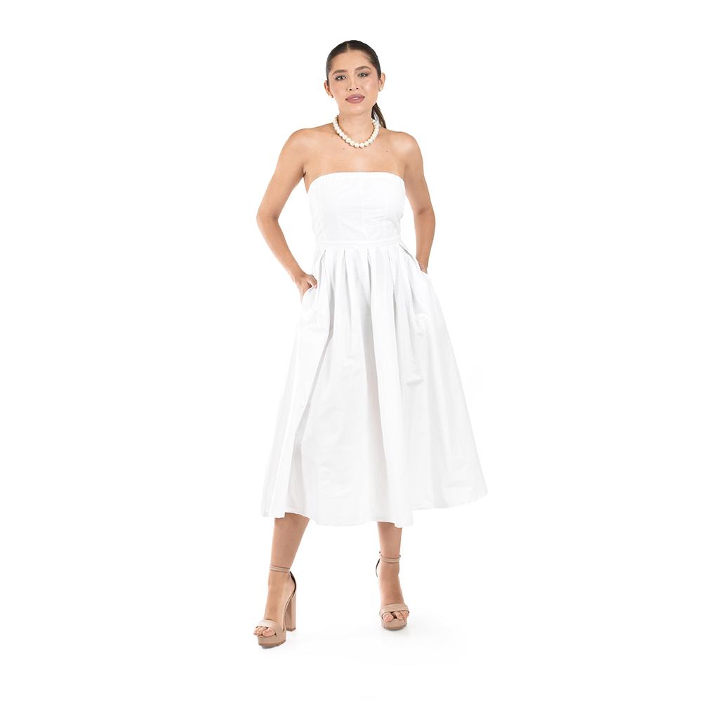 Foto 5 pulgar | Vestido Strapless De Corte Midi Roman Fashion /juvenil  14387 (blanco) Blanco
