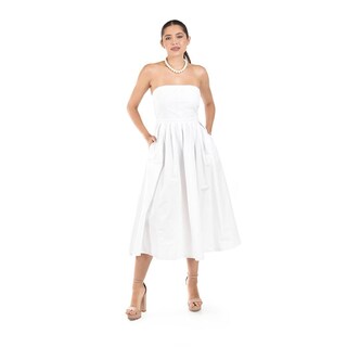 Foto 4 | Vestido Strapless De Corte Midi Roman Fashion /juvenil 14387 (blanco) Blanco