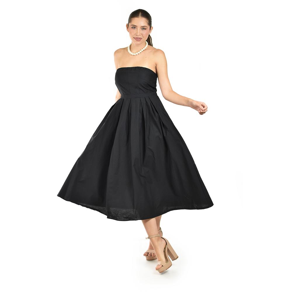 Foto 1 | Vestido Strapless De Corte Midi Roman Fashion /juvenil  14387 (negro) Negro