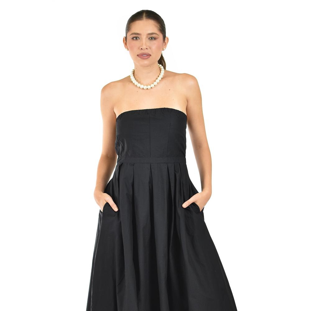 Foto 5 pulgar | Vestido Strapless De Corte Midi Roman Fashion /juvenil  14387 (negro) Negro