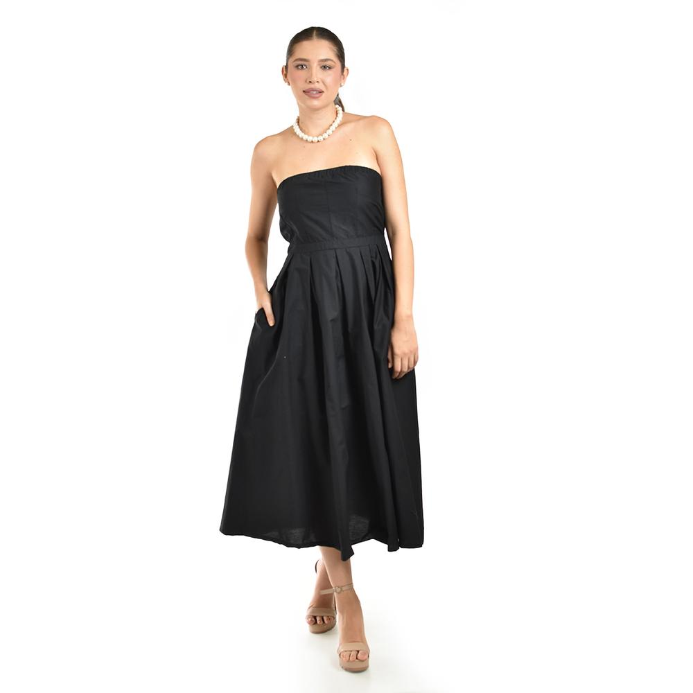 Foto 6 pulgar | Vestido Strapless De Corte Midi Roman Fashion /juvenil  14387 (negro) Negro