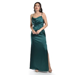 Foto 4 | Vestido De Escote Drapeado Roman Fashion /juvenil 2005 (verde Botella) Multicolor