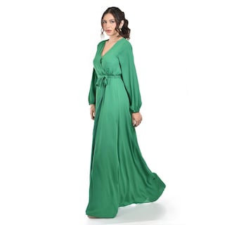 Foto 2 | Vestido Elegante De Manga Larga Roman Fashion / Juvenil 2009 (verde Kelly) Verde
