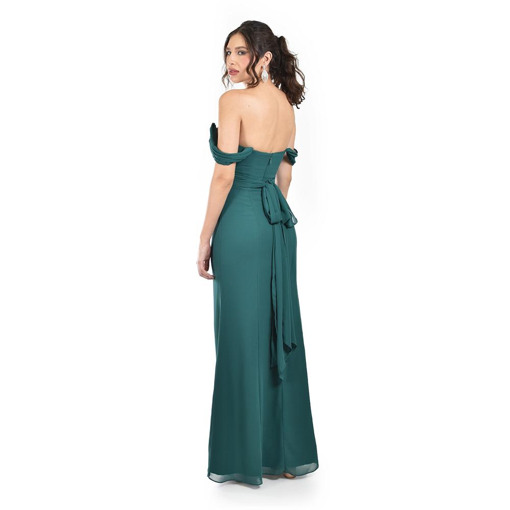 Foto 4 pulgar | Vestido de Noche Roman Fashion Verde de Tirantes Caídos Juvenil