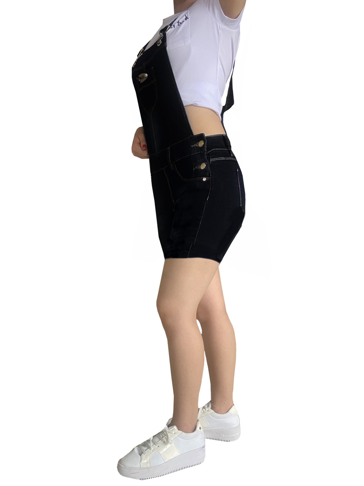 Foto 3 pulgar | Jumper Short De Mezclilla Overol Peto Para Dama/ Pineda Jeans/ Negro