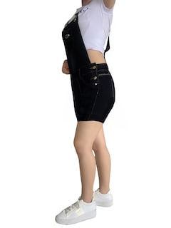 Foto 2 | Jumper Short De Mezclilla Overol Peto Para Dama/ Pineda Jeans/ Negro