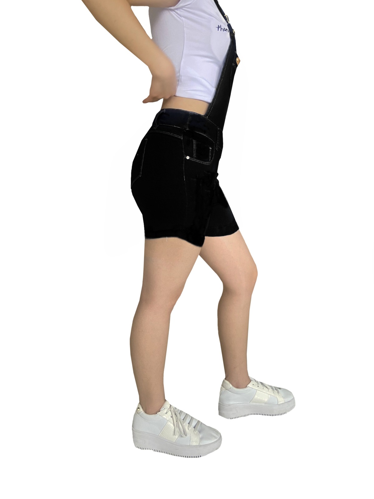 Foto 3 | Jumper Short De Mezclilla Overol Peto Para Dama/ Pineda Jeans/ Negro