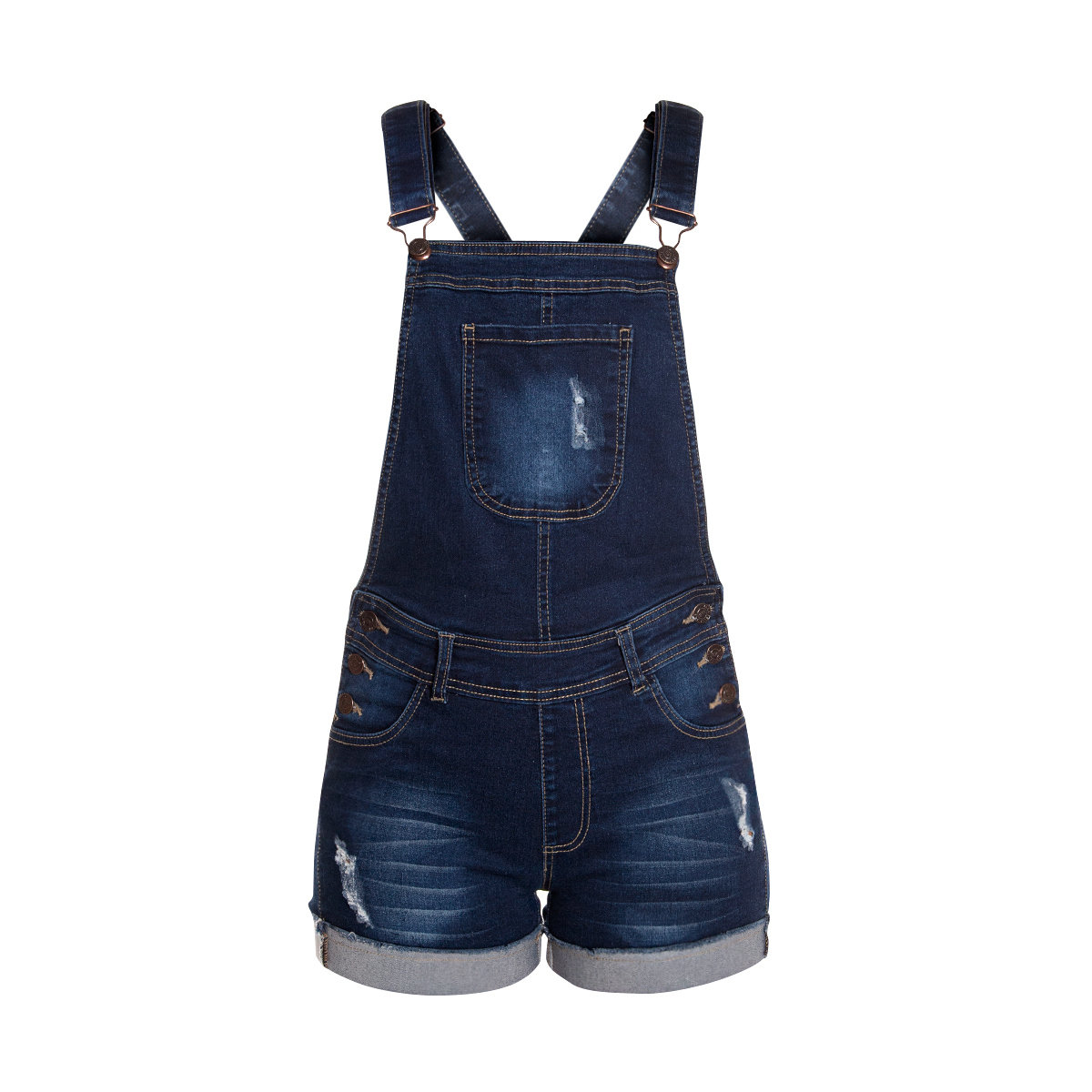 Foto 1 | Jumper Short De Mezclilla Overol Peto Para Dama/ Pineda Jeans/ Azul Oscuro