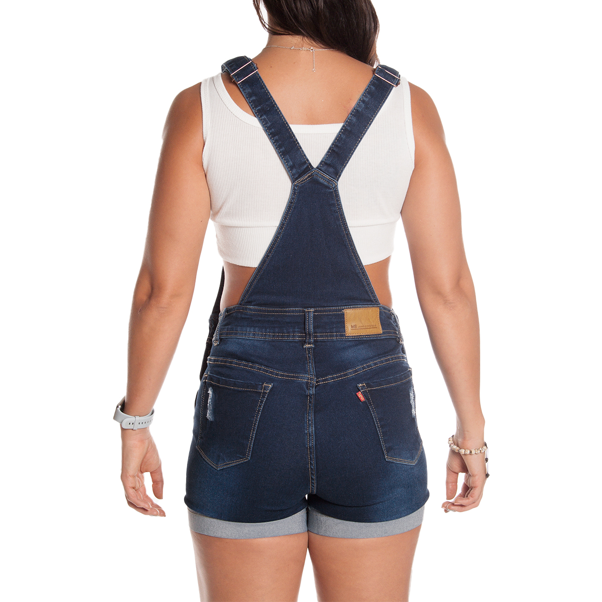 Foto 5 | Jumper Short De Mezclilla Overol Peto Para Dama/ Pineda Jeans/ Azul Oscuro