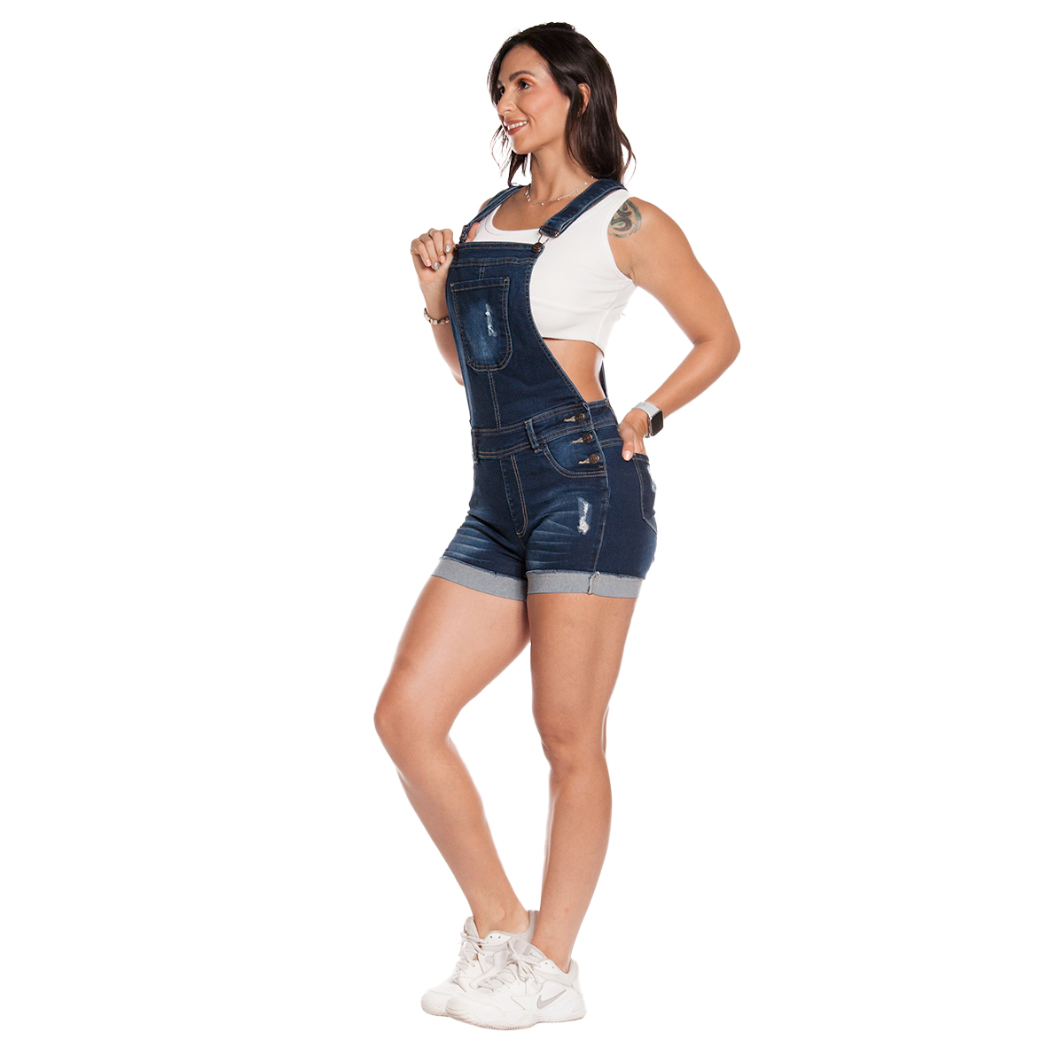 Foto 3 pulgar | Jumper Short de Mezclilla Stretch Pineda Jeans Stone