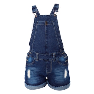 Foto 1 | Peto Short Estilo Mom Jeans De Mezclilla Rigida Para Mujer Con Dobladillo Efecto Rasgado Pineda Jeans Azul Stone