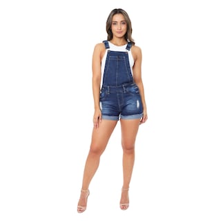 Foto 6 | Peto Short Estilo Mom Jeans De Mezclilla Rigida Para Mujer Con Dobladillo Efecto Rasgado Pineda Jeans Azul Stone