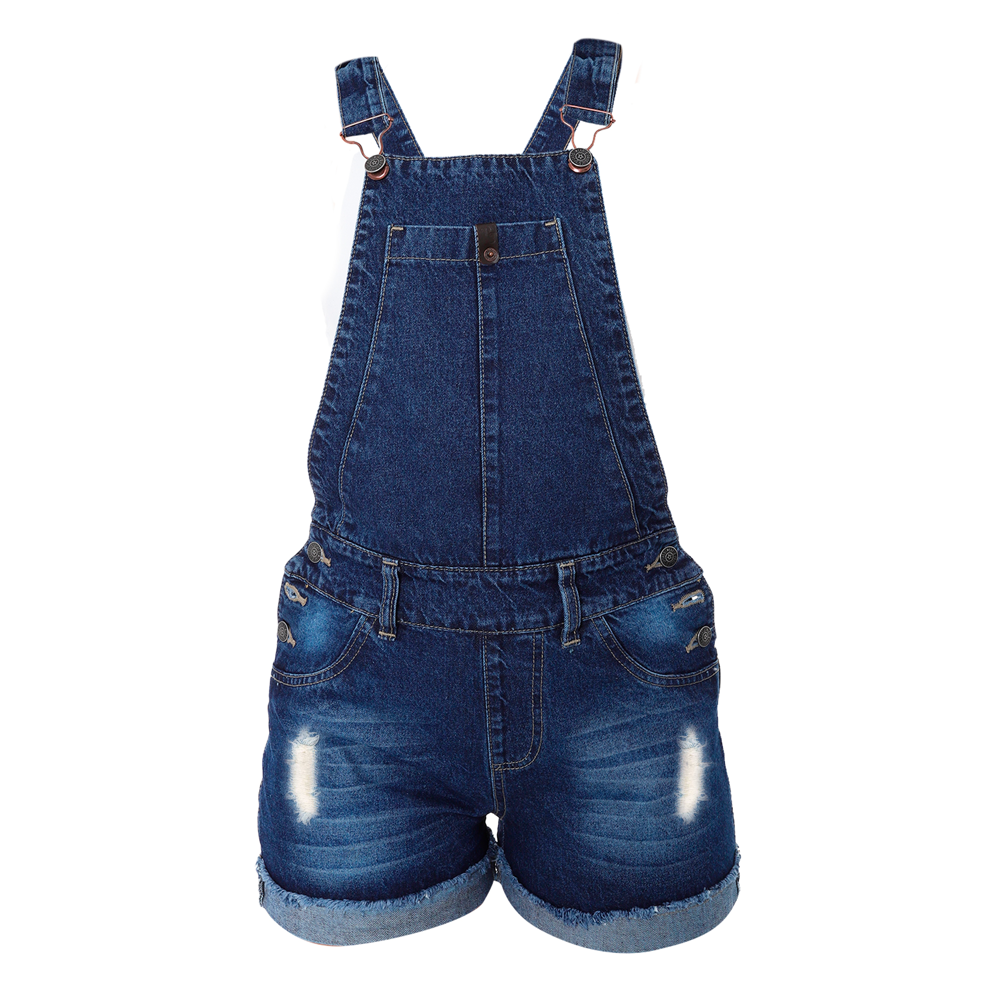 Foto 2 pulgar | Peto Short Estilo Mom Jeans De Mezclilla Rigida Para Mujer Con Dobladillo Efecto Rasgado Pineda Jeans Azul Stone