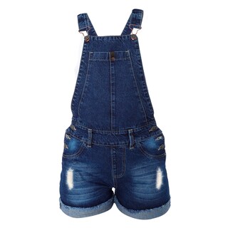 Foto 1 | Peto Short Estilo Mom Jeans De Mezclilla Rigida Para Mujer Con Dobladillo Efecto Rasgado Pineda Jeans Azul Stone