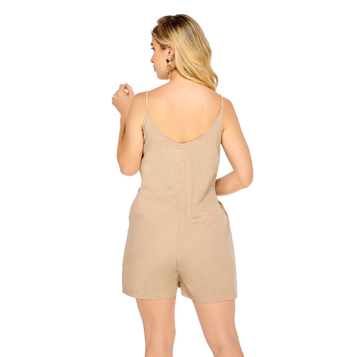 Foto 3 | Jumpsuit Sin Mangas Mundo Terra color Beige Arena para Dama