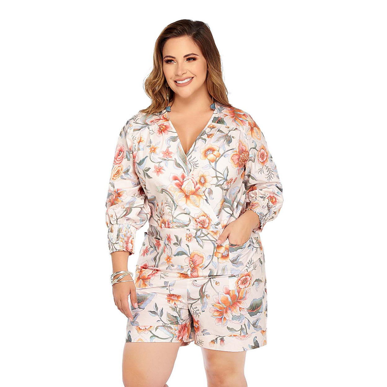Foto 2 | Jumpsuit Mundo Terra color Blanco con Patrón de Flores para Dama