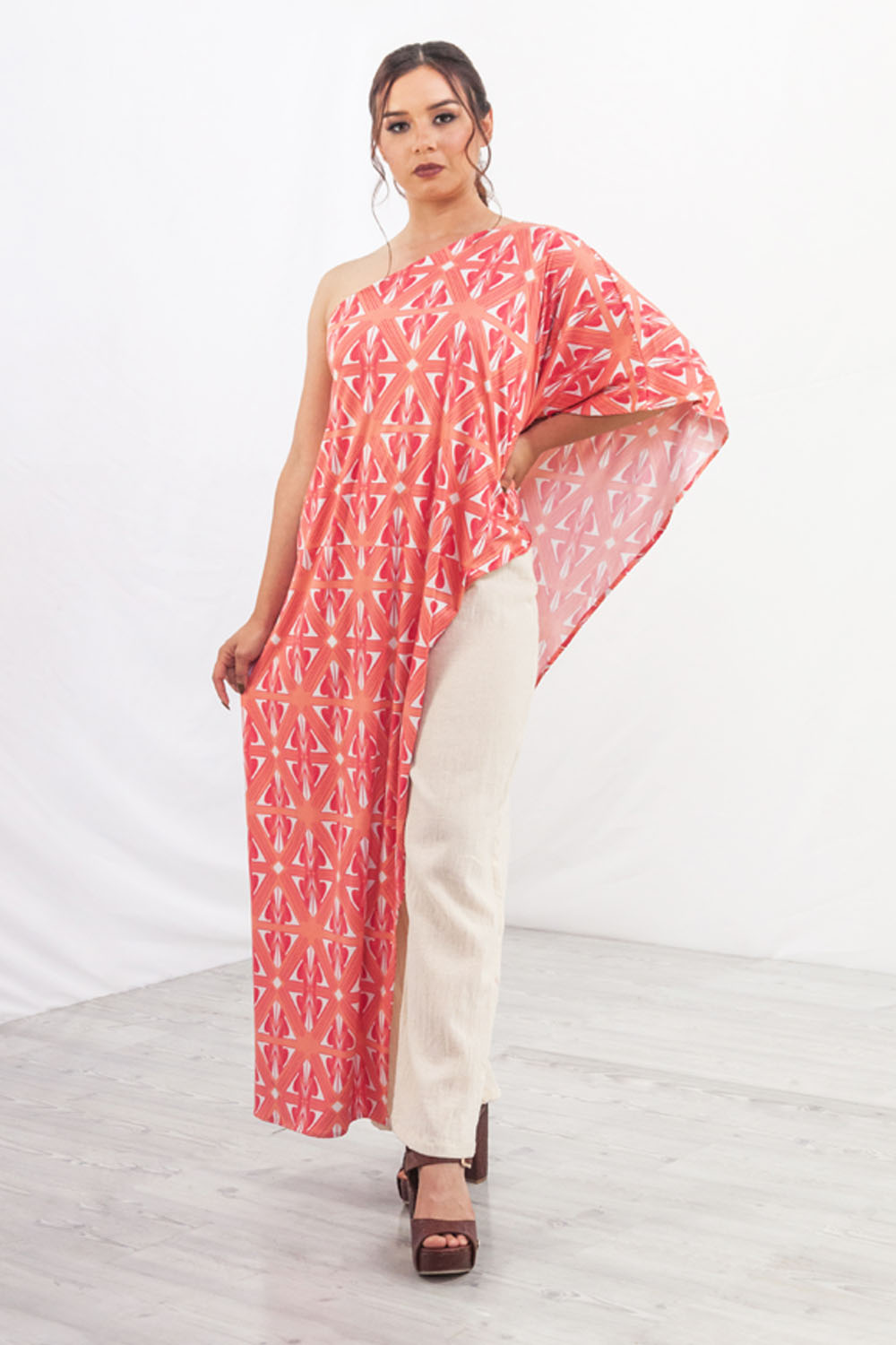 Foto 4 pulgar | Jumpsuit A Ángelozano Al-w14 Capa de Poliéster Color Arena/Melón para Mujer