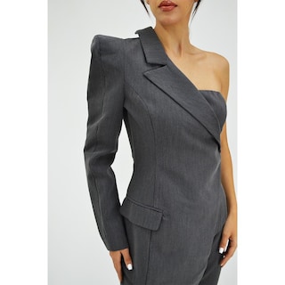 Foto 4 | Set Asimétrico de un Hombro Roman Fashion Gris