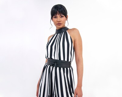 Foto 4 | Jumpsuit De Dama A Ángelozano De Mezclilla Azul, Con Cinto Camel, Al-w40