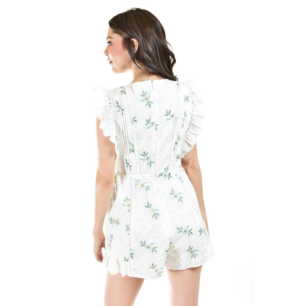 Foto 4 pulgar | Jumper Bordado de Flores Roman Fashion Blanco para Mujer