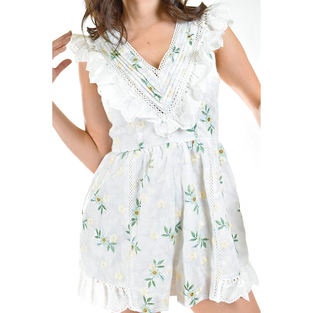 Foto 5 pulgar | Jumper Bordado de Flores Roman Fashion Blanco para Mujer