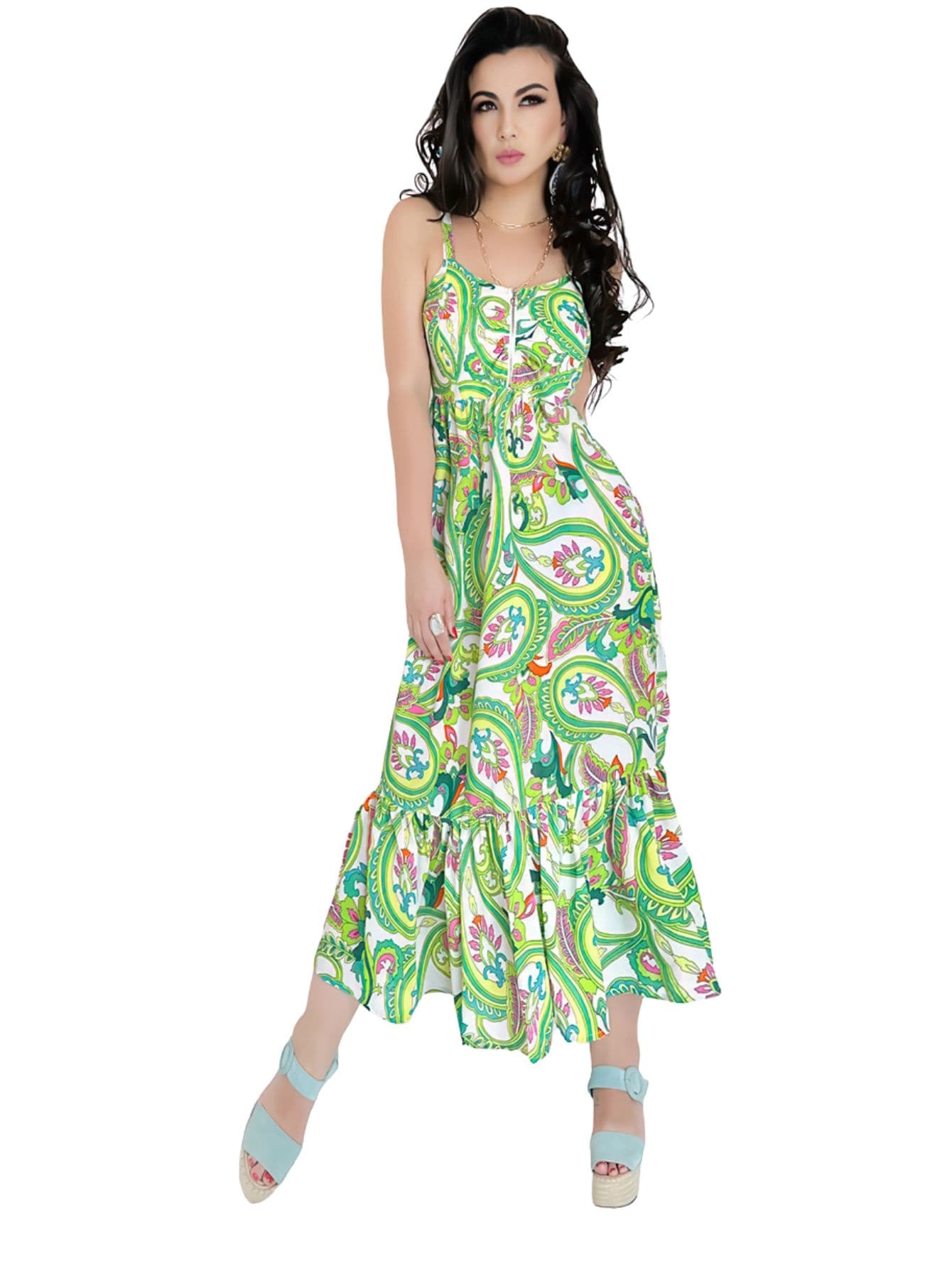Vestidos Casuales O Elegantes Mujer Largo Dama Color Verde Fiesta Fresco $419