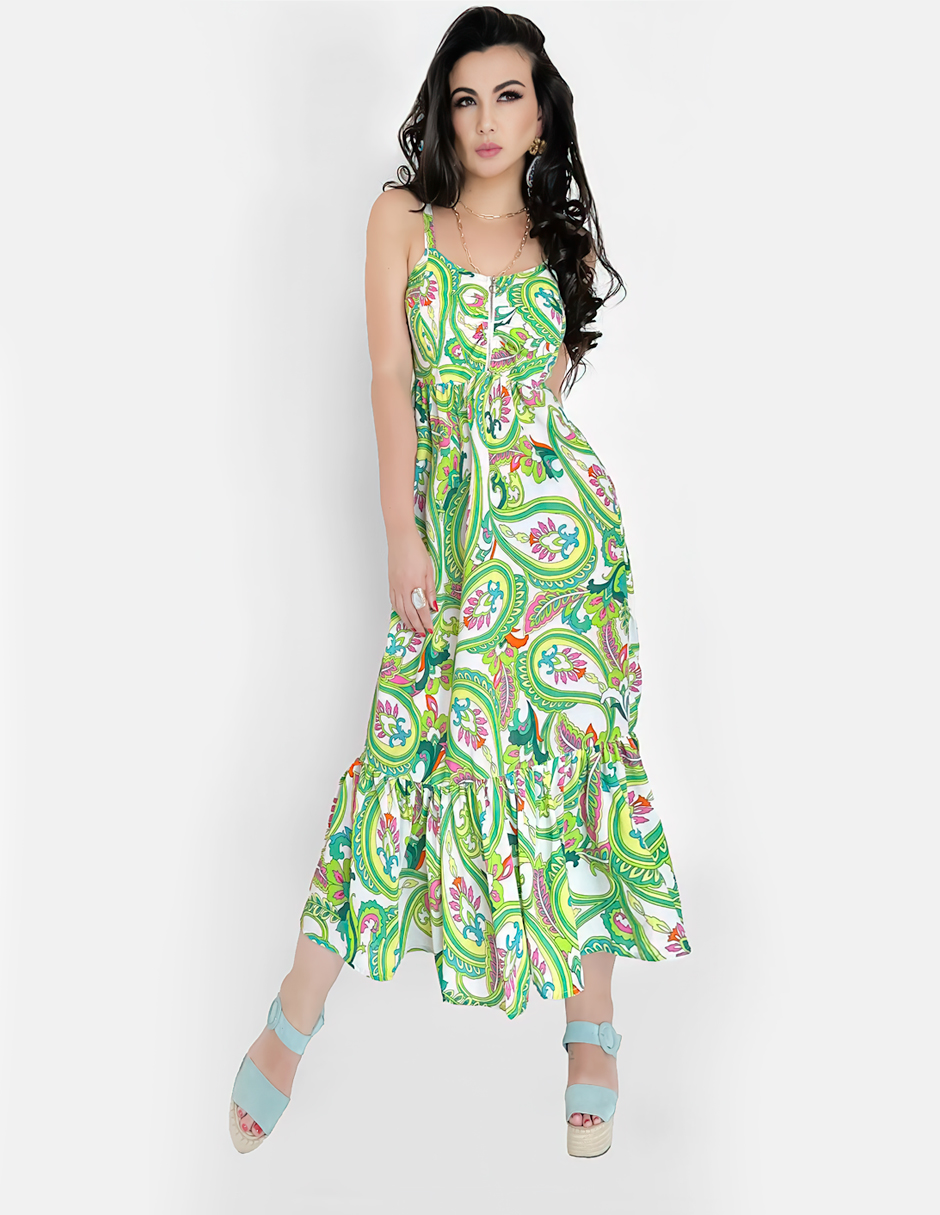 Foto 3 pulgar | Vestidos Casuales O Elegantes Mujer Largo Dama Color Verde Fiesta Fresco