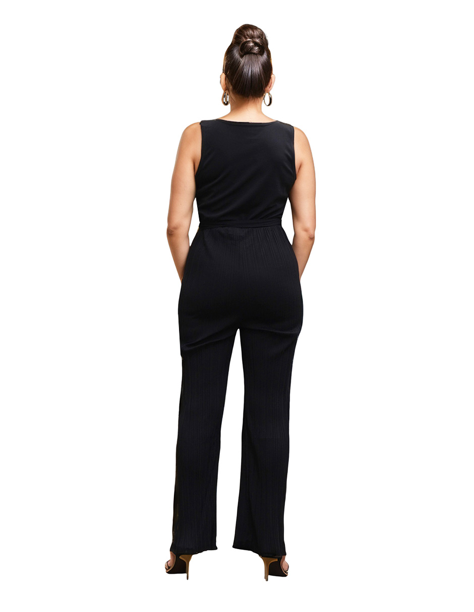 Foto 3 pulgar | Jumpsuit Casual de Pantalón Beddel Plisado Negro