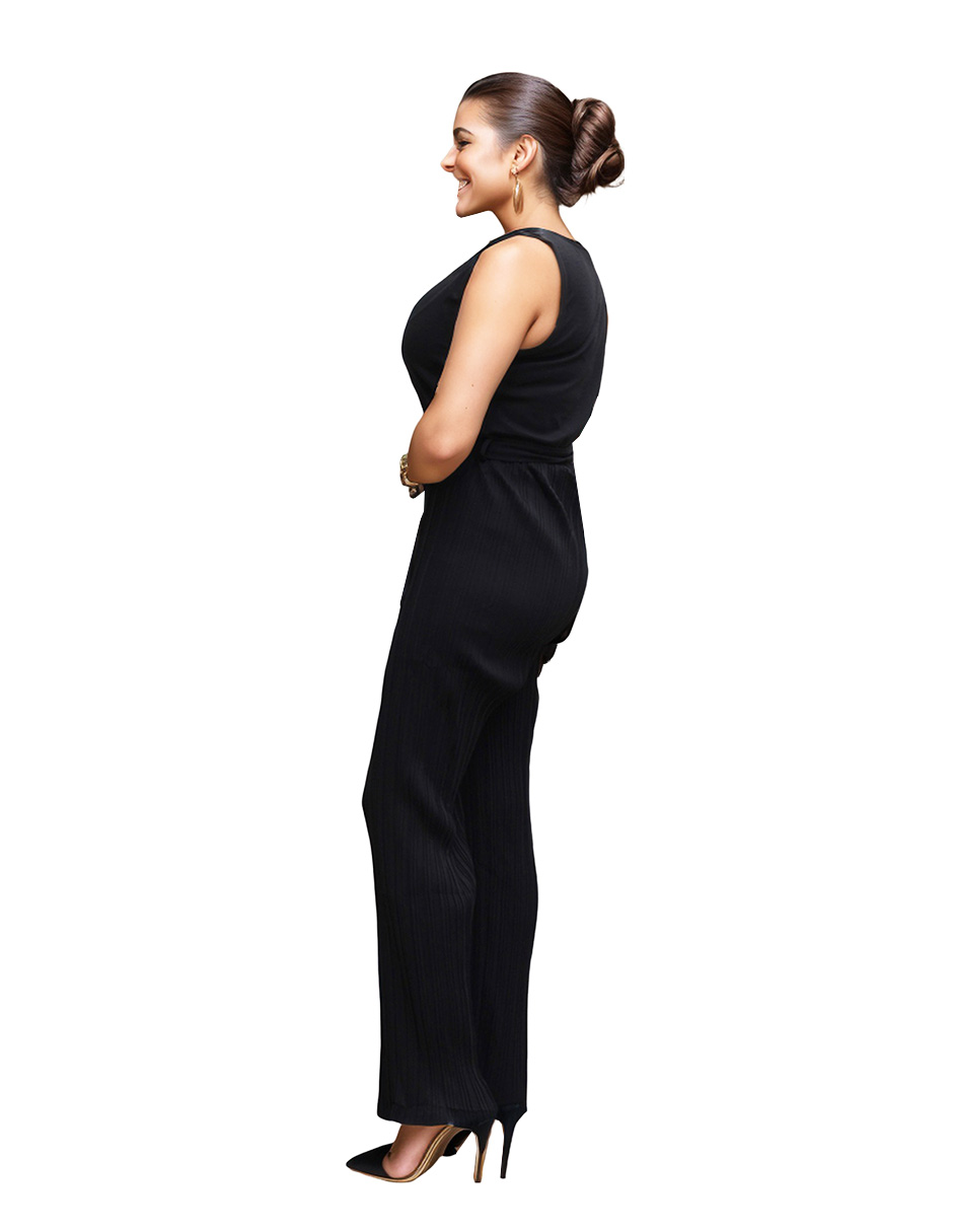 Foto 4 pulgar | Jumpsuit Casual de Pantalón Beddel Plisado Negro