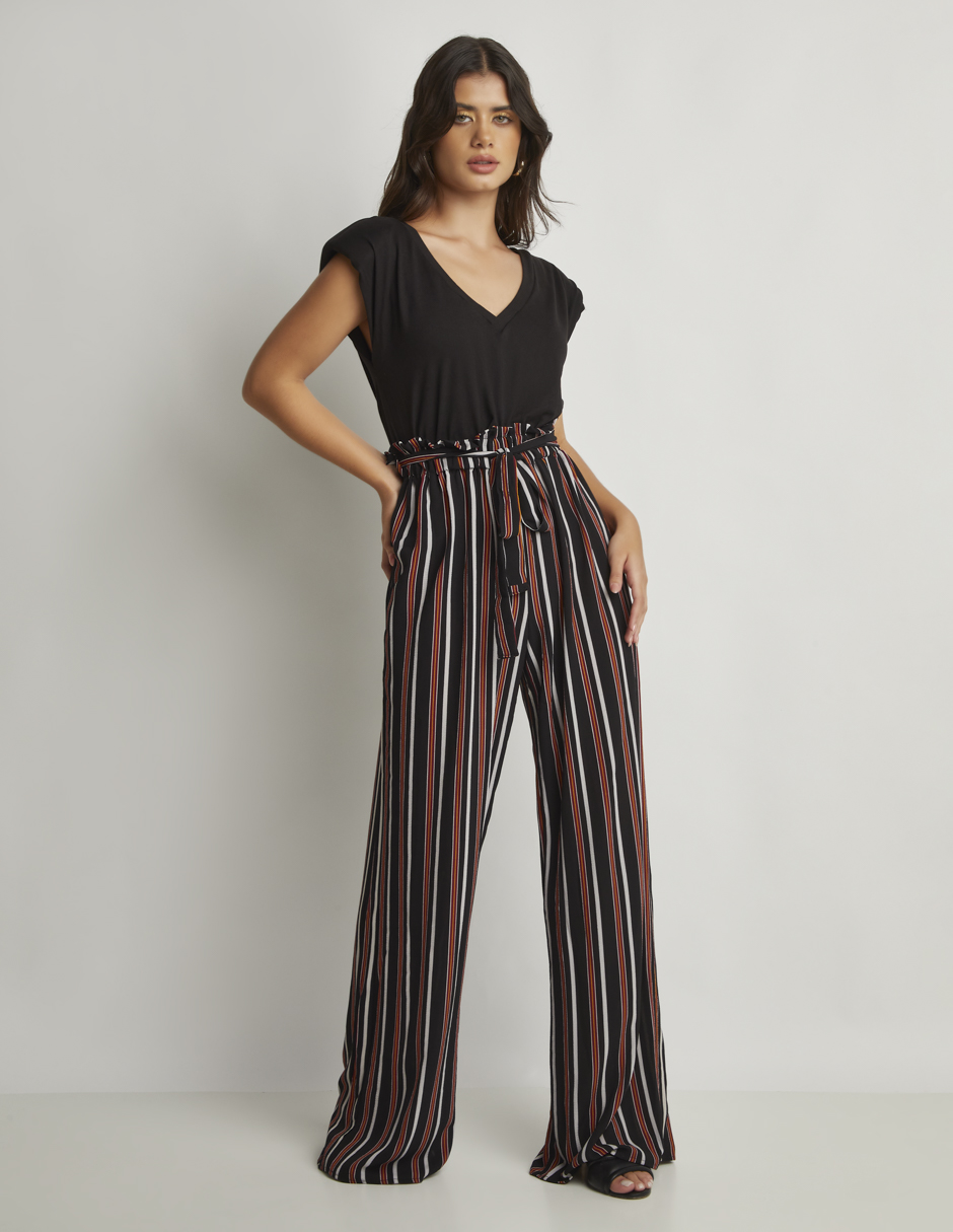 Foto 2 pulgar | Jumpsuit Devendi Color Multicolor Pantalón Líneas Top Negro