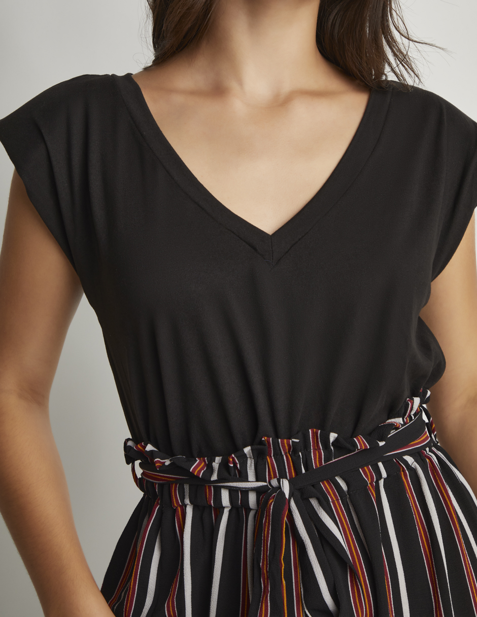 Foto 3 | Jumpsuit Devendi Color Multicolor Pantalón Líneas Top Negro