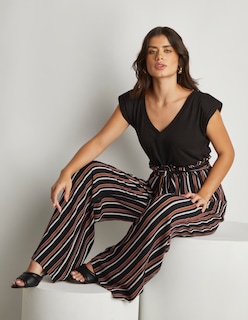 Foto 4 | Jumpsuit Devendi Color Multicolor Pantalón Líneas Top Negro