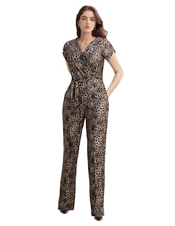 Foto 1 | Jumpsuit Casual Pantalón Recto Animal Print Marrón