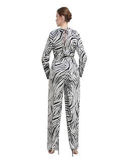 Foto 2 | Jumpsuit Casual Pantalón Recto Animal Print Blanco