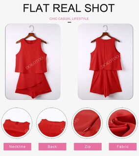 Foto 4 | Romper Dokotoo Fashion 2025 Summer Con Hombros Descubiertos, Rojo, Para Mujer - Venta Internacional.