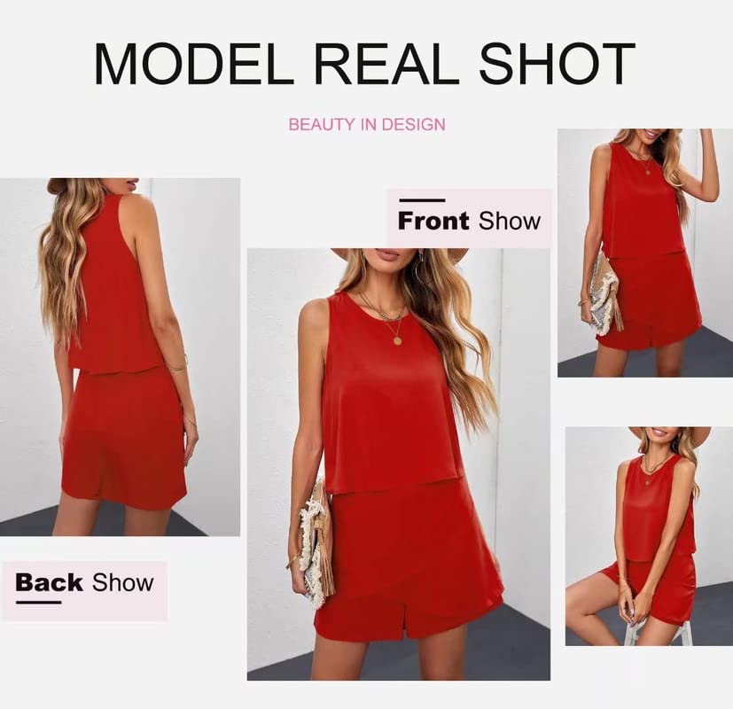 Foto 6 pulgar | Romper Dokotoo Fashion 2025 Summer Con Hombros Descubiertos, Rojo, Para Mujer - Venta Internacional.