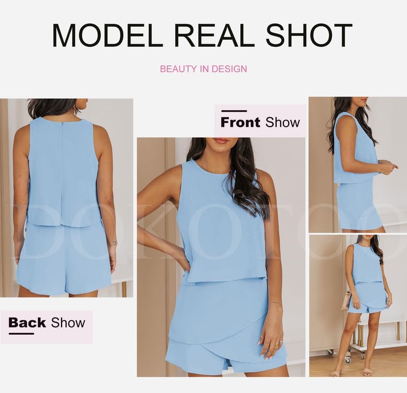 Foto 4 pulgar | Mono Dokotoo 2025 Para Mujer De Verano Con Hombros Descubiertos Azul M - Venta Internacional.