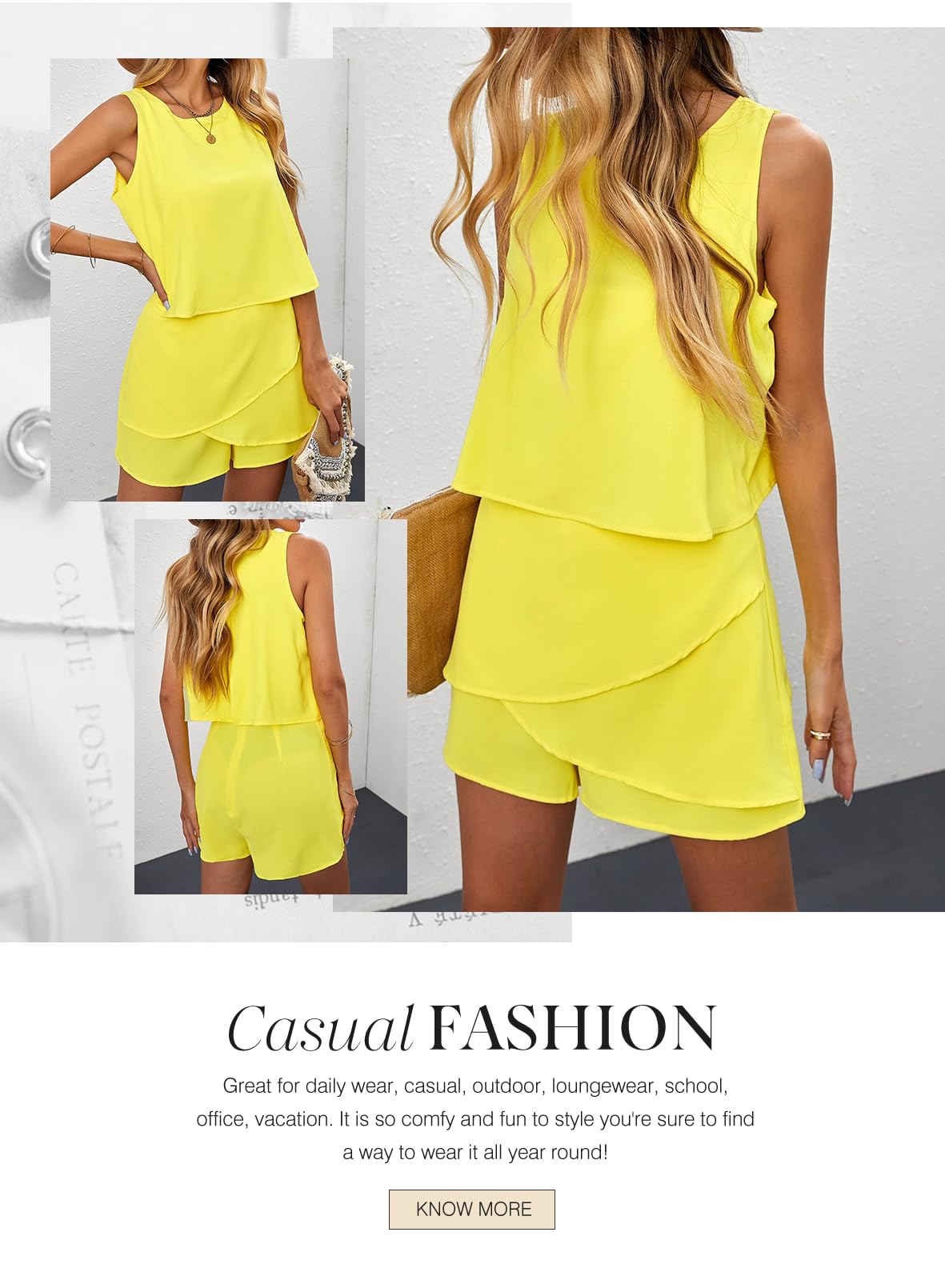 Foto 3 | Romper Dokotoo 2025 Primavera-verano Con Cuello Halter Y Volantes, Amarillo - Venta Internacional.