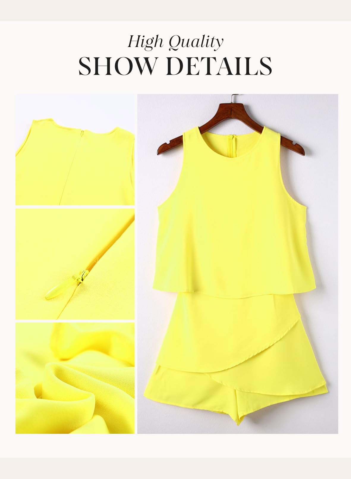 Foto 6 pulgar | Romper Dokotoo 2025 Primavera-verano Con Cuello Halter Y Volantes, Amarillo - Venta Internacional.