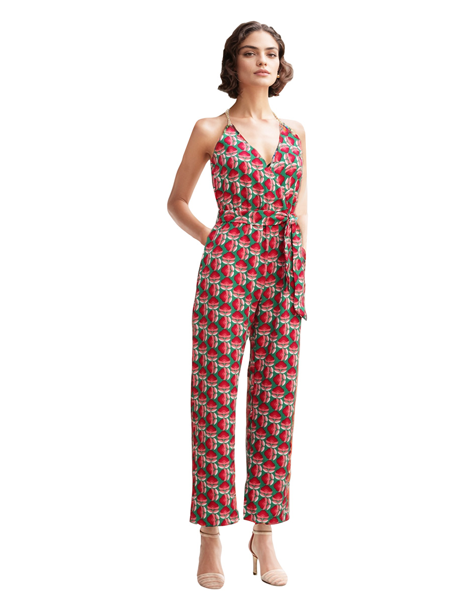 Foto 2 pulgar | Jumpsuit Casual Pantalón Recto Y Blusa Sin Mangas Color Rojo