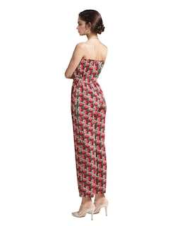 Foto 2 | Jumpsuit Casual Pantalón Recto Y Blusa Sin Mangas Color Rojo