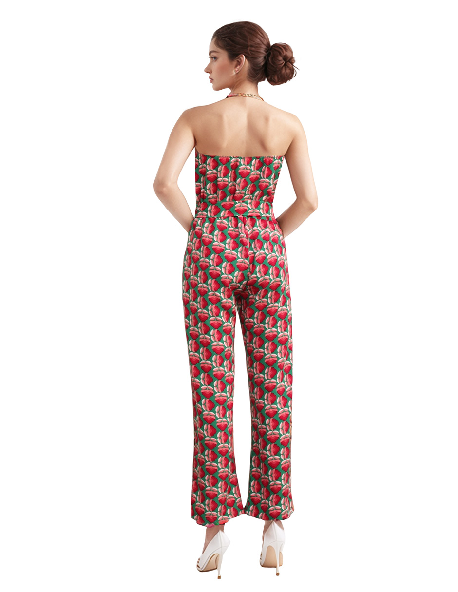 Foto 4 pulgar | Jumpsuit Casual Pantalón Recto Y Blusa Sin Mangas Color Rojo