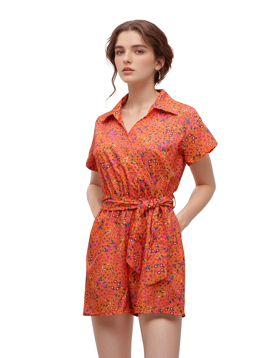Foto 2 pulgar | Jumpsuit Casual Short Y Blusa Manga Corta Ant Collection Color Naranja