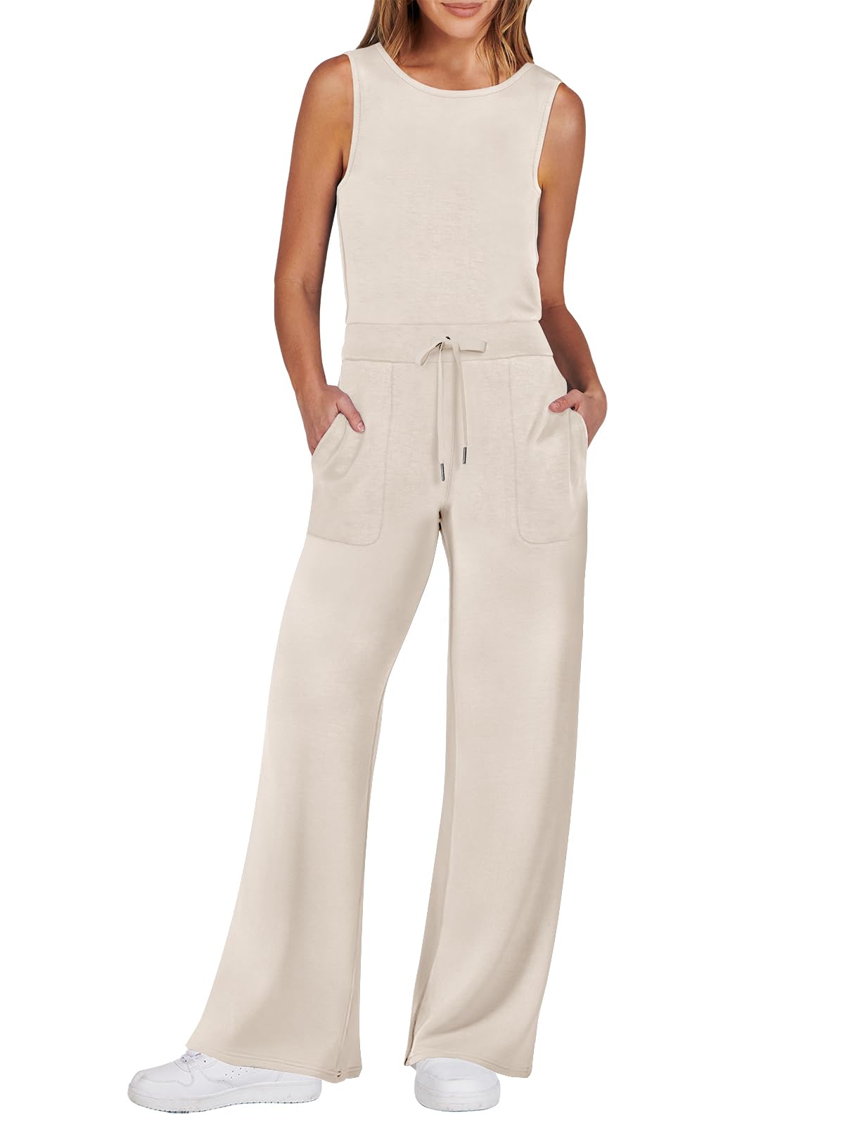 Foto 1 | Mono Anrabess 2025 Para Mujer, Sin Mangas, Pernera Ancha, Color Beige - Venta Internacional.