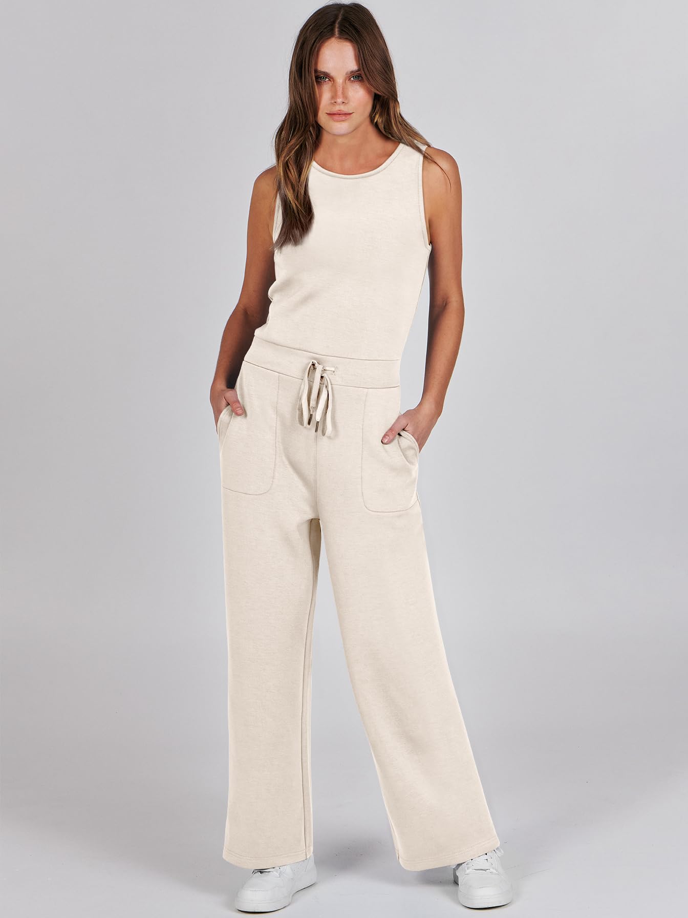 Foto 2 | Mono Anrabess 2025 Para Mujer, Sin Mangas, Pernera Ancha, Color Beige - Venta Internacional.