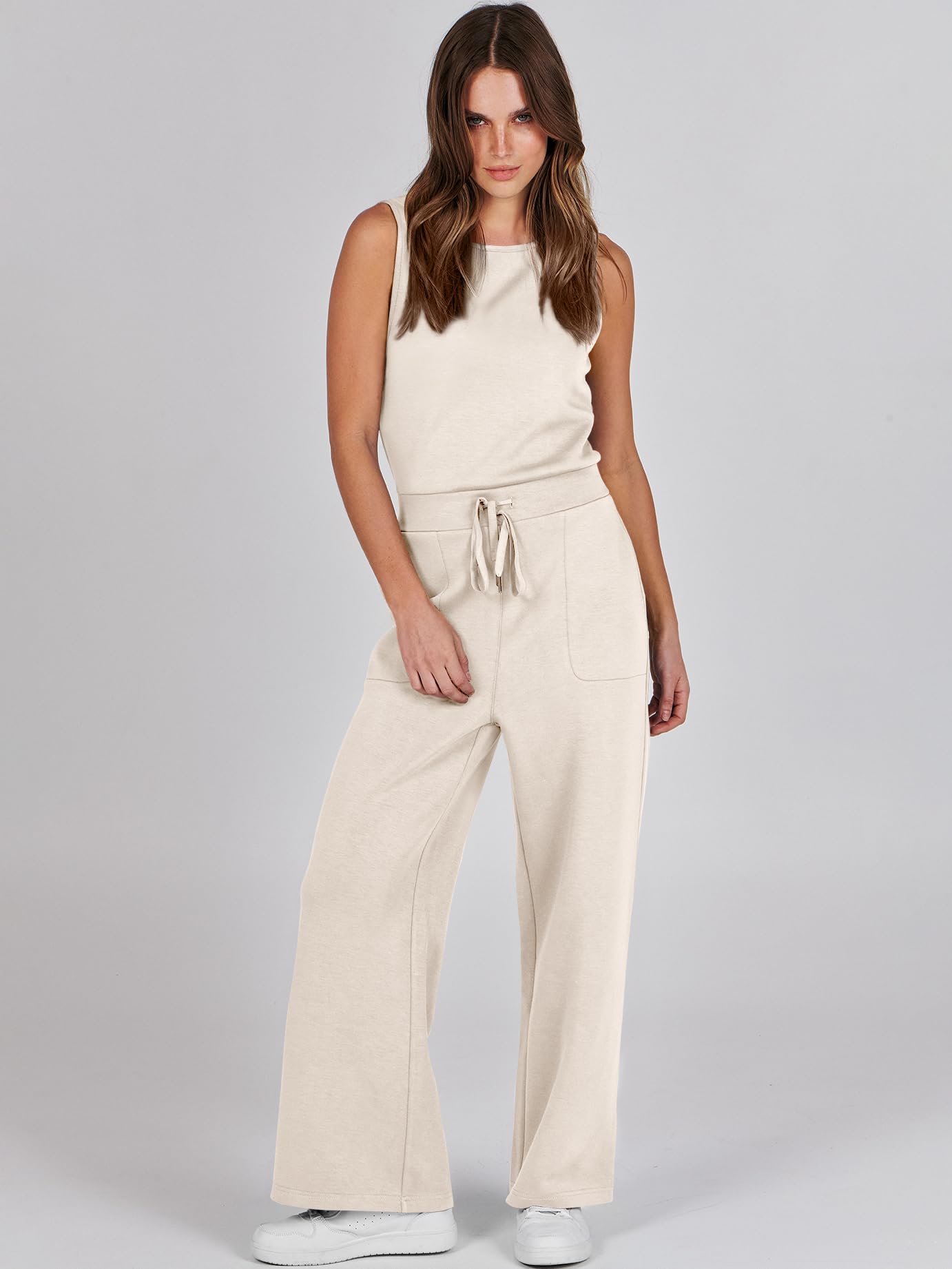 Foto 3 | Mono Anrabess 2025 Para Mujer, Sin Mangas, Pernera Ancha, Color Beige - Venta Internacional.