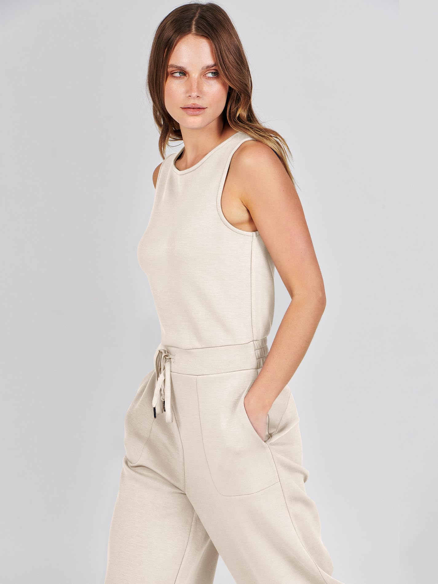 Foto 7 | Mono Anrabess 2025 Para Mujer, Sin Mangas, Pernera Ancha, Color Beige - Venta Internacional.