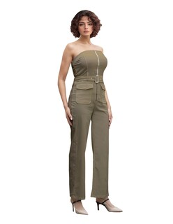 Foto 1 | Jumpsuit Casual Tipo Cargo De Gabardina Strapless
