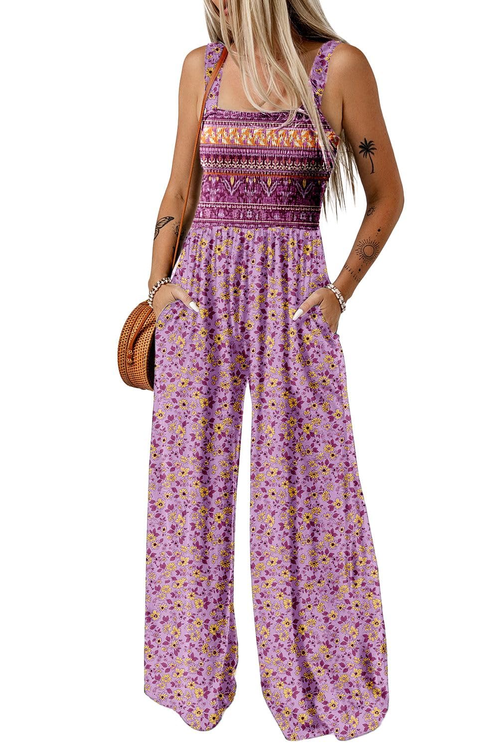Foto 2 pulgar | Mono Happy Sailed Dressy Con Estampado Floral De Verano Para Mujer - Venta Internacional.