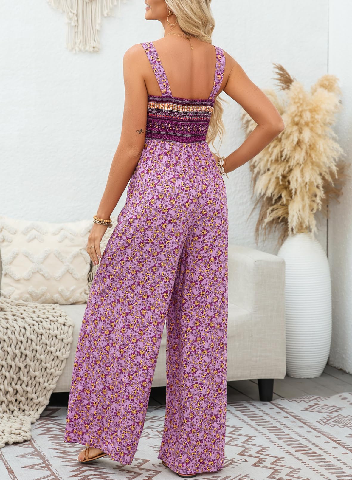 Foto 8 pulgar | Mono Happy Sailed Dressy Con Estampado Floral De Verano Para Mujer - Venta Internacional.